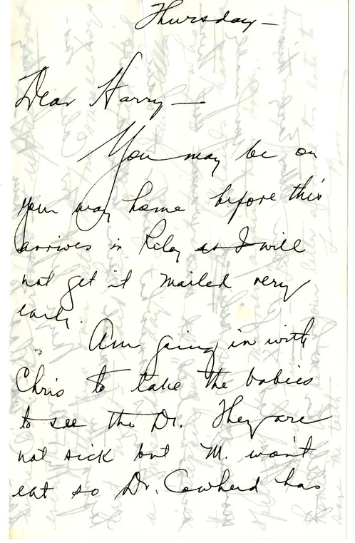 Letter from Bess W. Truman to Harry S. Truman