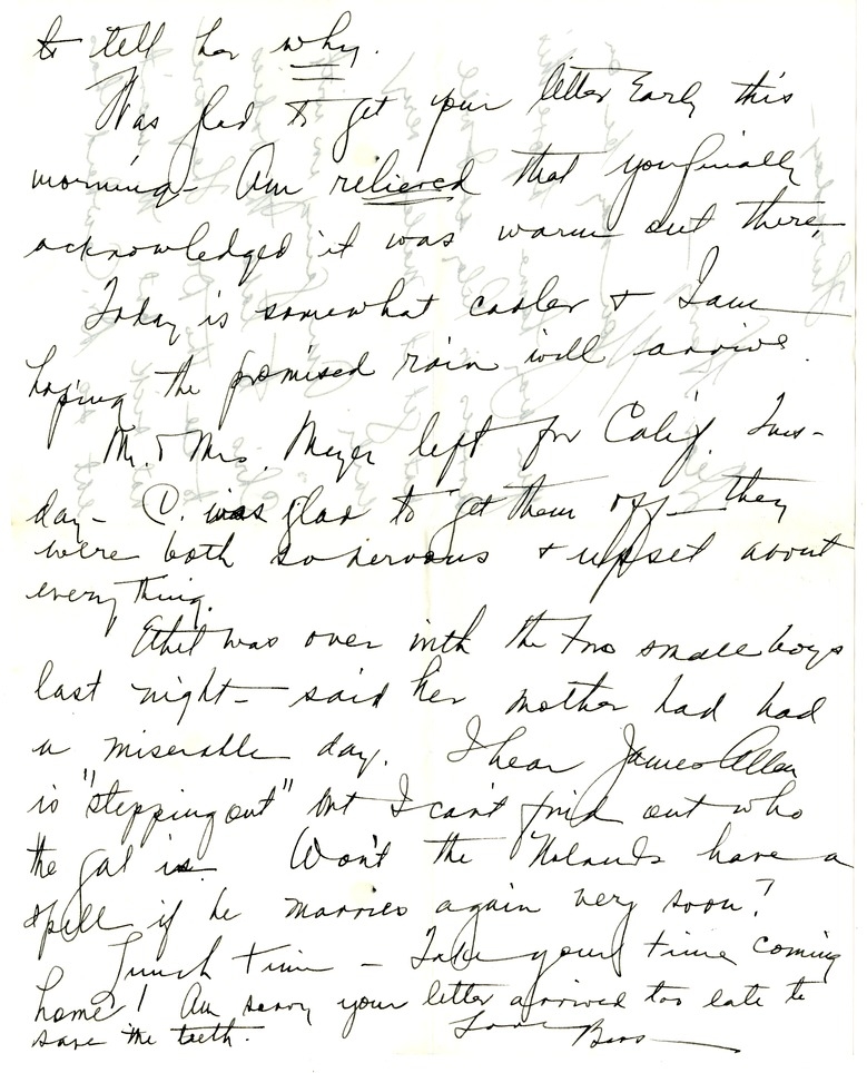 Letter from Bess W. Truman to Harry S. Truman