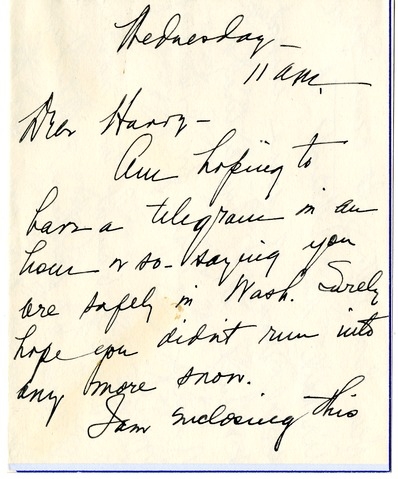 Letter from Bess W. Truman to Harry S. Truman