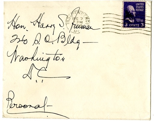 Letter from Bess W. Truman to Harry S. Truman