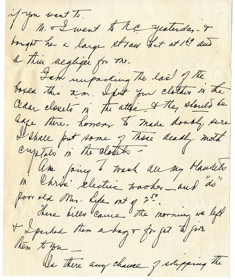 Letter from Bess W. Truman to Harry S. Truman