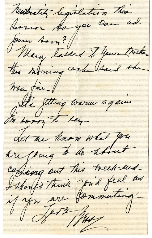 Letter from Bess W. Truman to Harry S. Truman