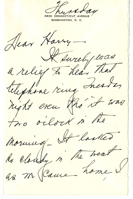 Letter from Bess W. Truman to Harry S. Truman