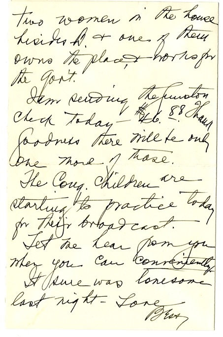 Letter from Bess W. Truman to Harry S. Truman