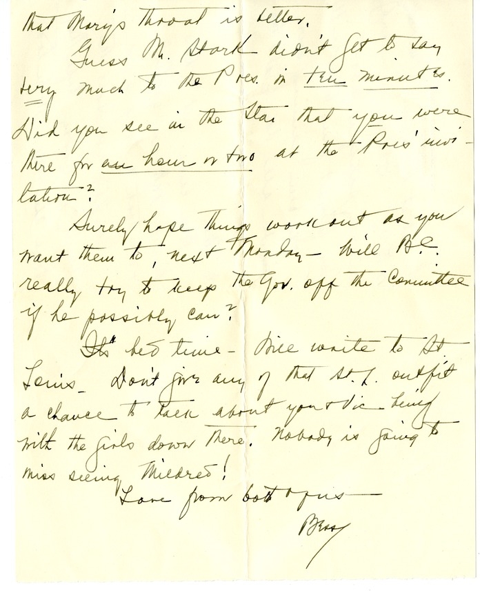 Letter from Bess W. Truman to Harry S. Truman