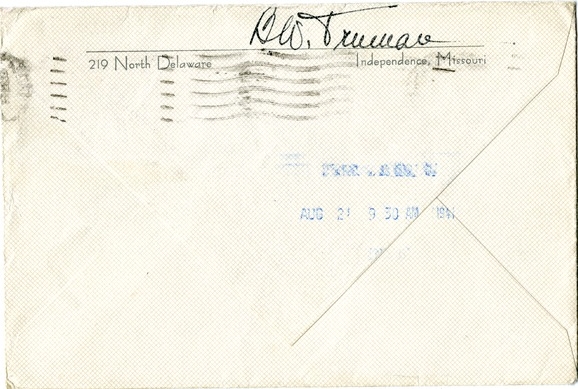 Letter from Bess W. Truman to Harry S. Truman