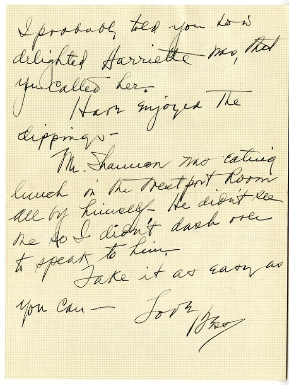 Letter from Bess W. Truman to Harry S. Truman