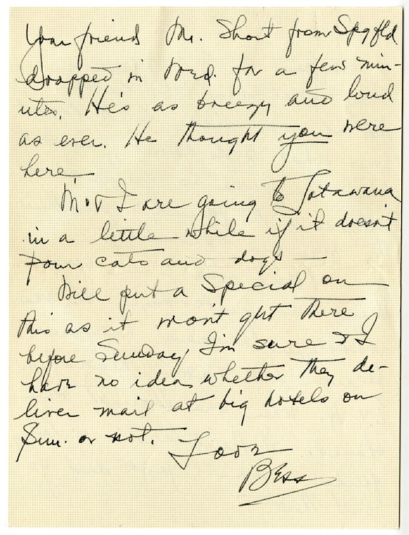 Letter from Bess W. Truman to Harry S. Truman