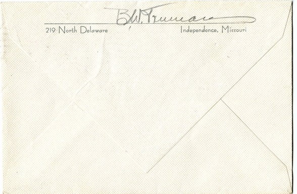 Letter from Bess W. Truman to Harry S. Truman