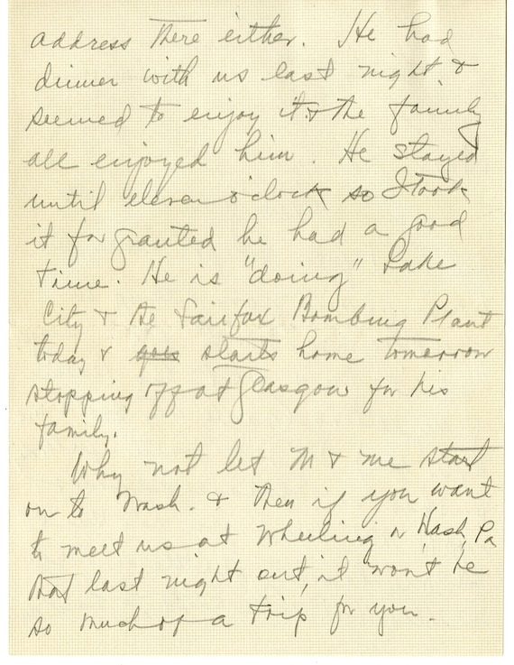 Letter from Bess W. Truman to Harry S. Truman