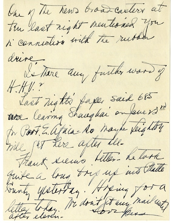 Letter from Bess W. Truman to Harry S. Truman