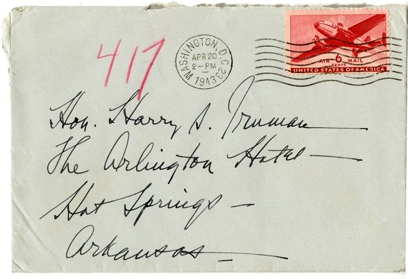 Letter from Bess W. Truman to Harry S. Truman