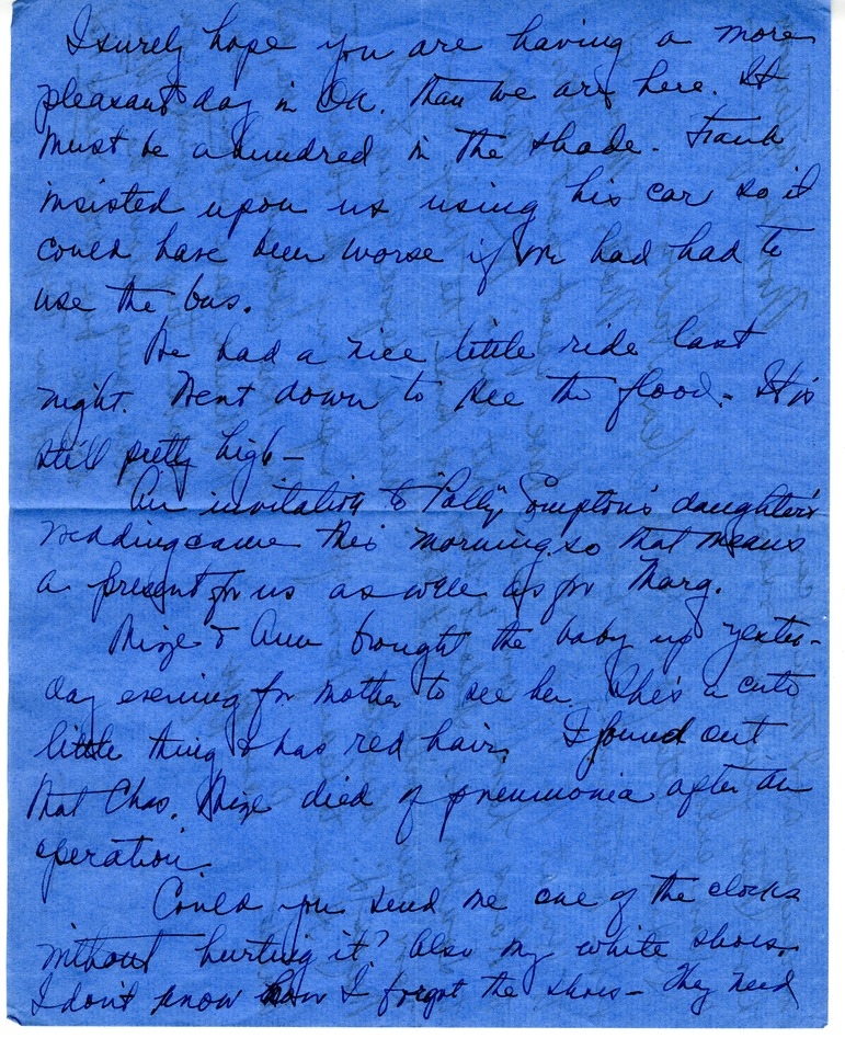 Letter from Bess W. Truman to Harry S. Truman