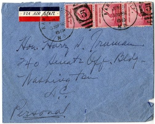 Letter from Bess W. Truman to Harry S. Truman