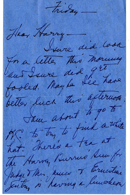 Letter from Bess W. Truman to Harry S. Truman