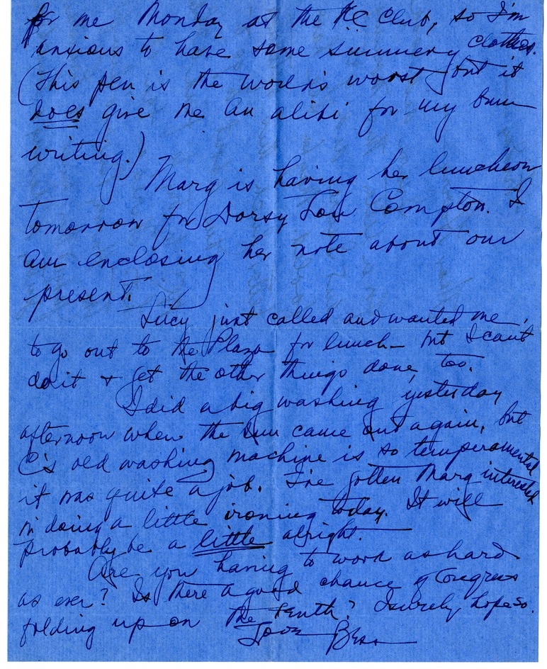 Letter from Bess W. Truman to Harry S. Truman