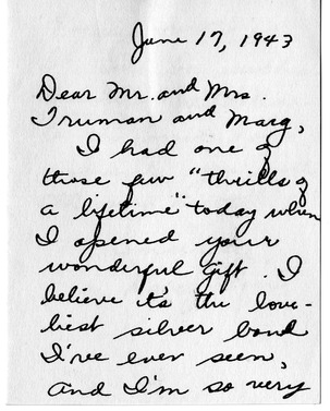 Letter from Bess W. Truman to Harry S. Truman