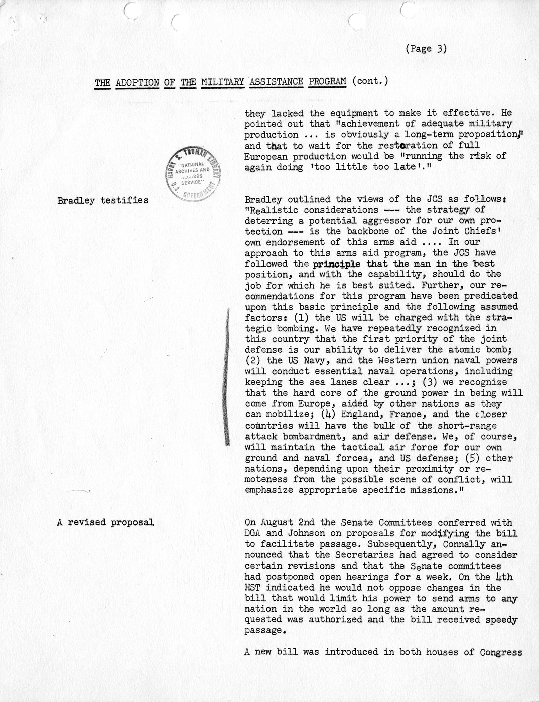 Synopsis A, The Adoption of the Military Assistance Program - July-October, 1949