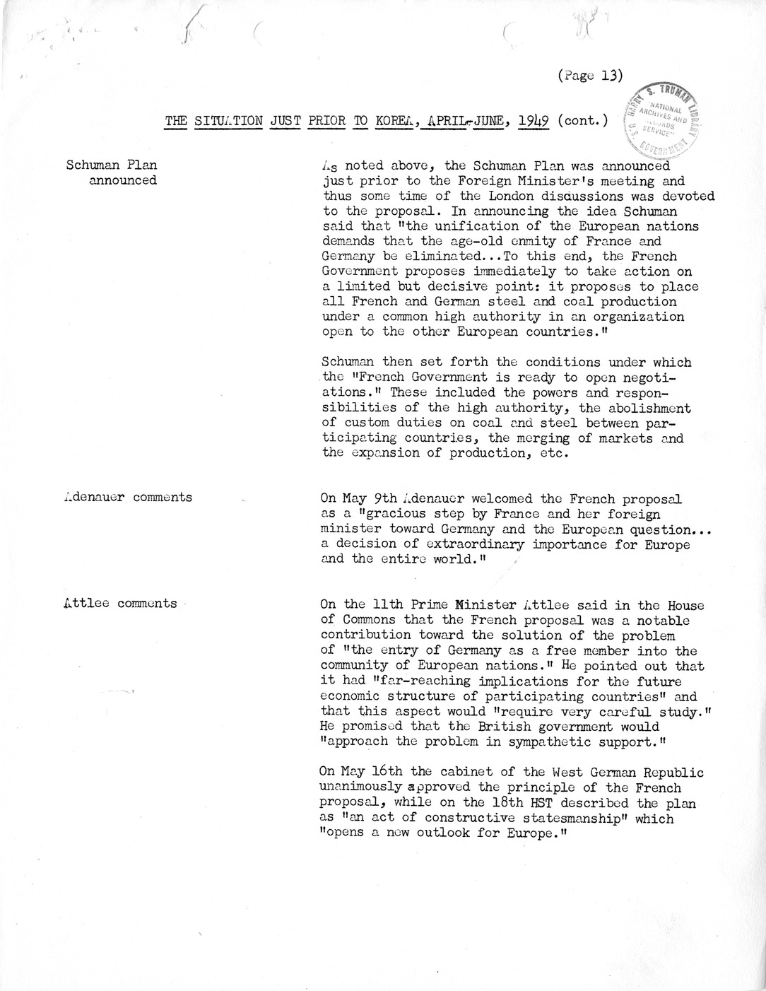 Synopsis E, The Situation Just Prior to Korea, April-June, 1950