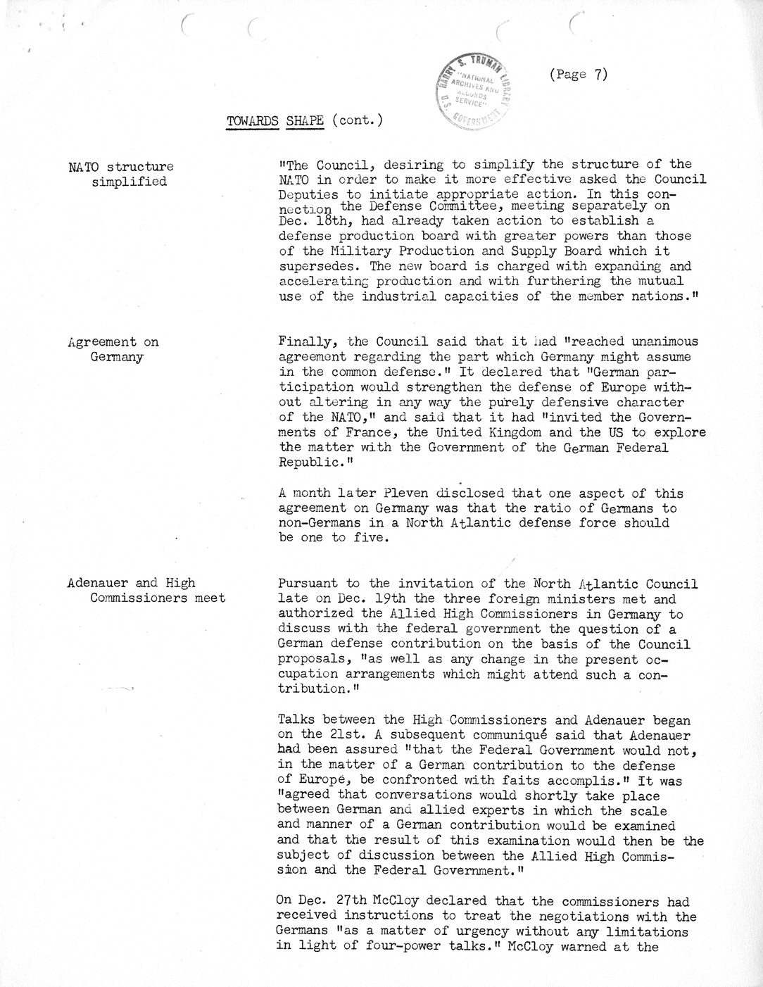 Synopsis G, Towards SHAPE, October-December 1950,
