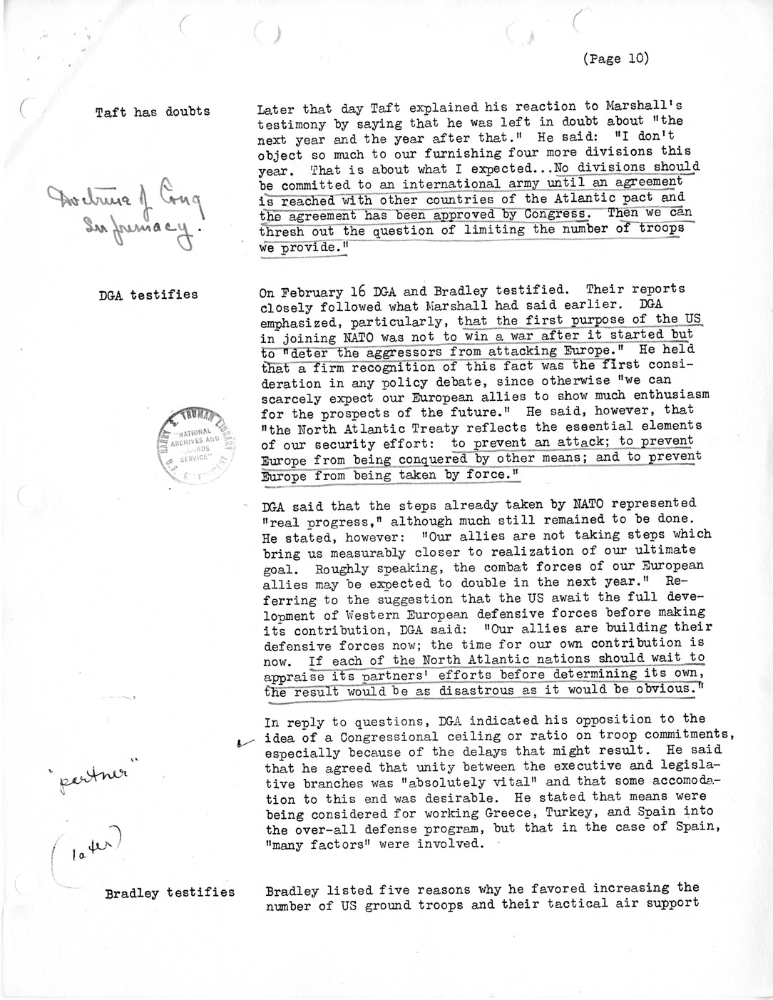 Synopsis H, "The Great Debate" and Troops to Europe, December 1950-April 1951