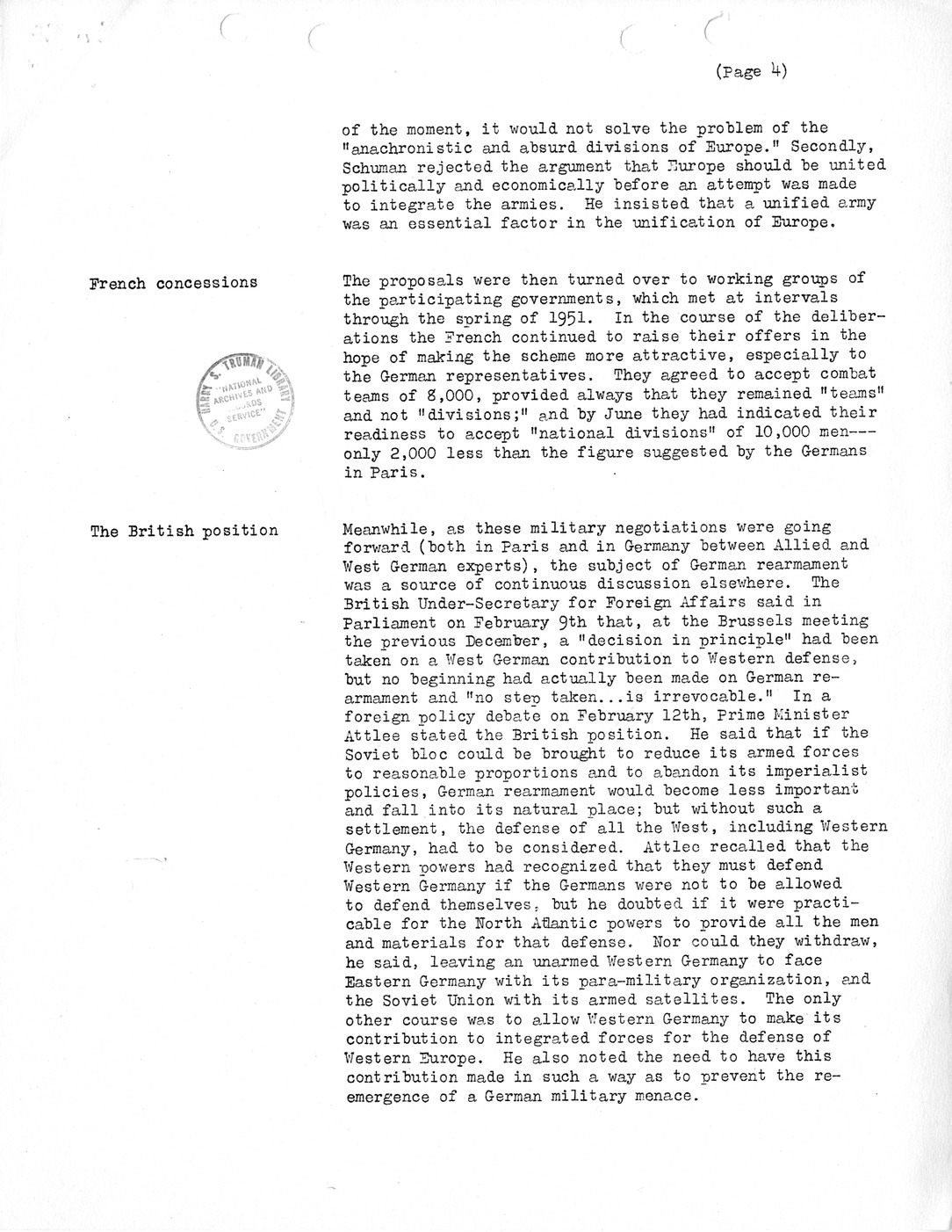SYNOPSIS I, Miscellaneous Developments in Europe, January-June 1951