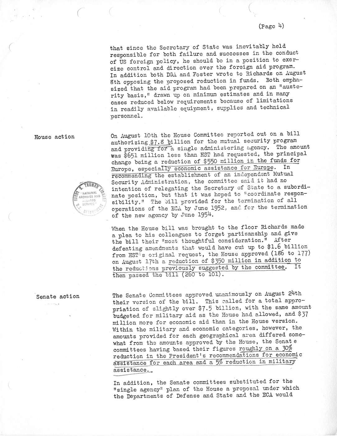 Synopsis J, The Adoption of a United Foreign Aid Program, May-October 1951