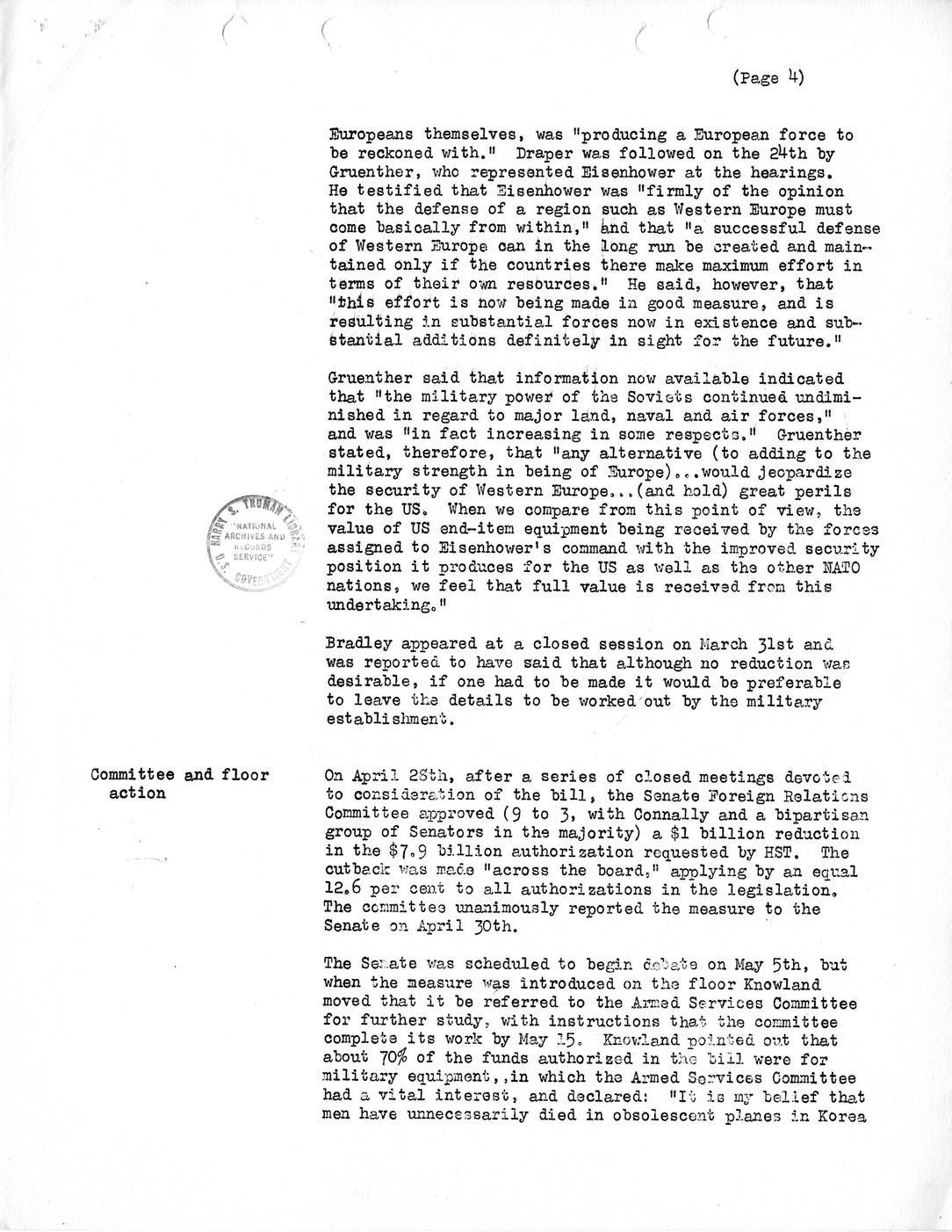 Synopsis M, Developments Subsequent to Lisbon, March-June, 1952