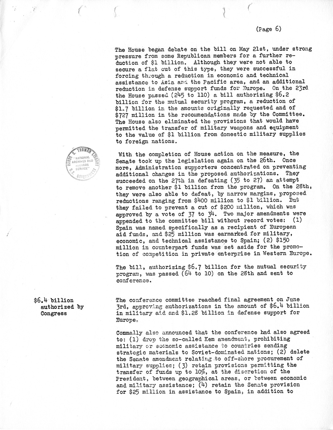 Synopsis M, Developments Subsequent to Lisbon, March-June, 1952