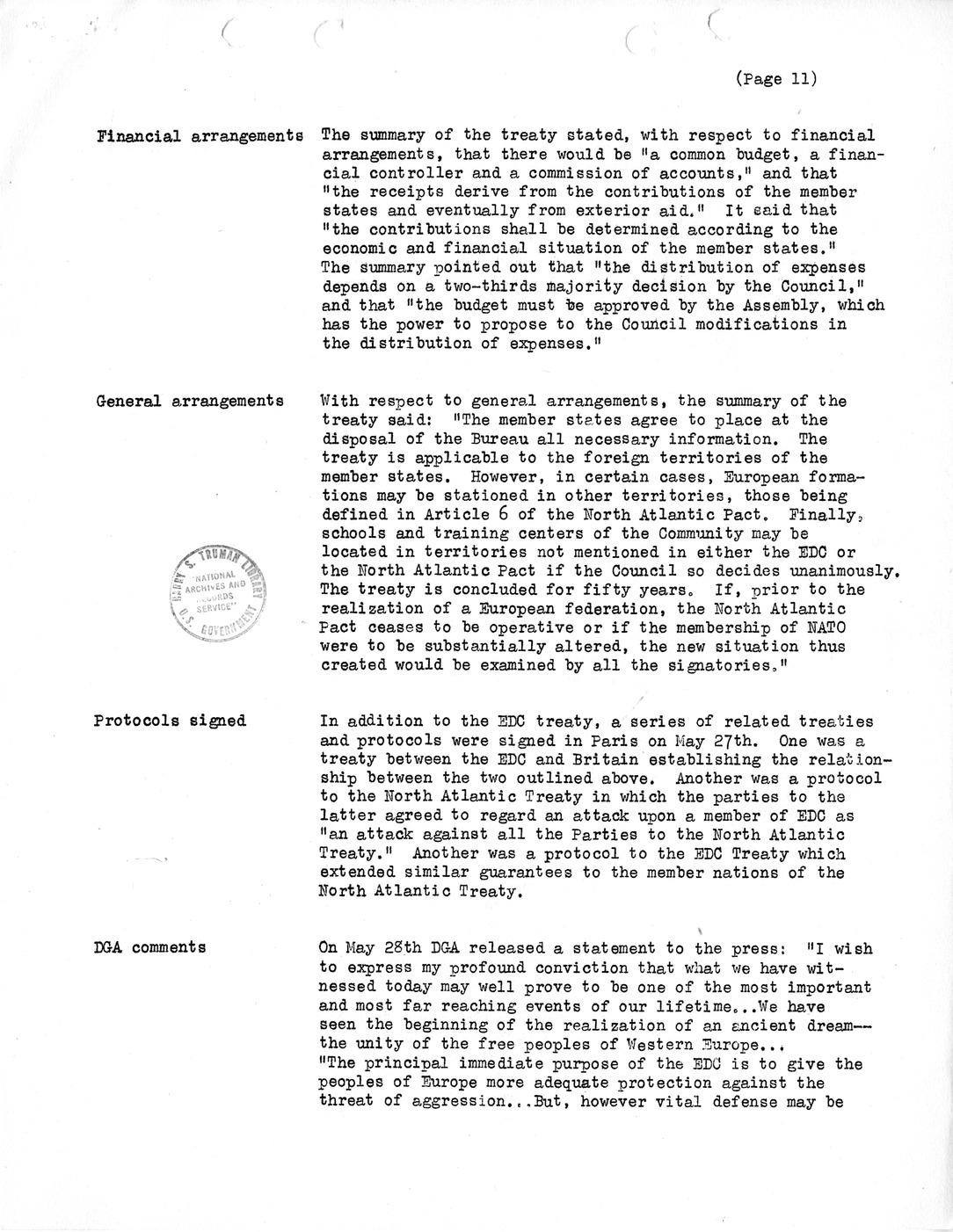 Synopsis M, Developments Subsequent to Lisbon, March-June, 1952