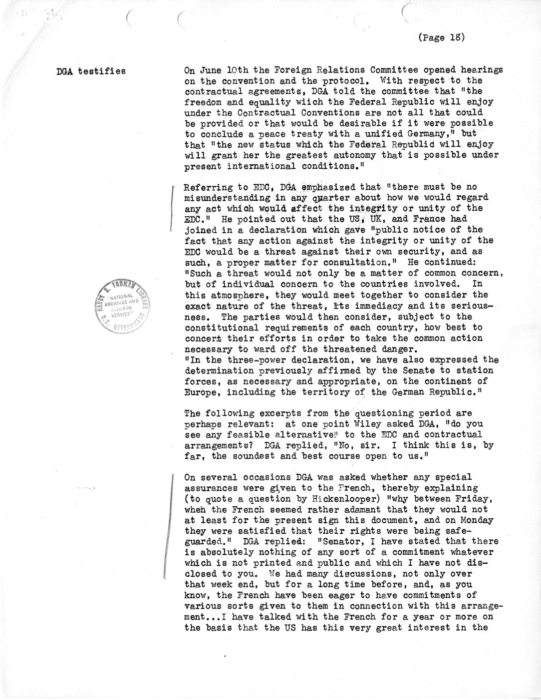 Synopsis M, Developments Subsequent to Lisbon, March-June, 1952