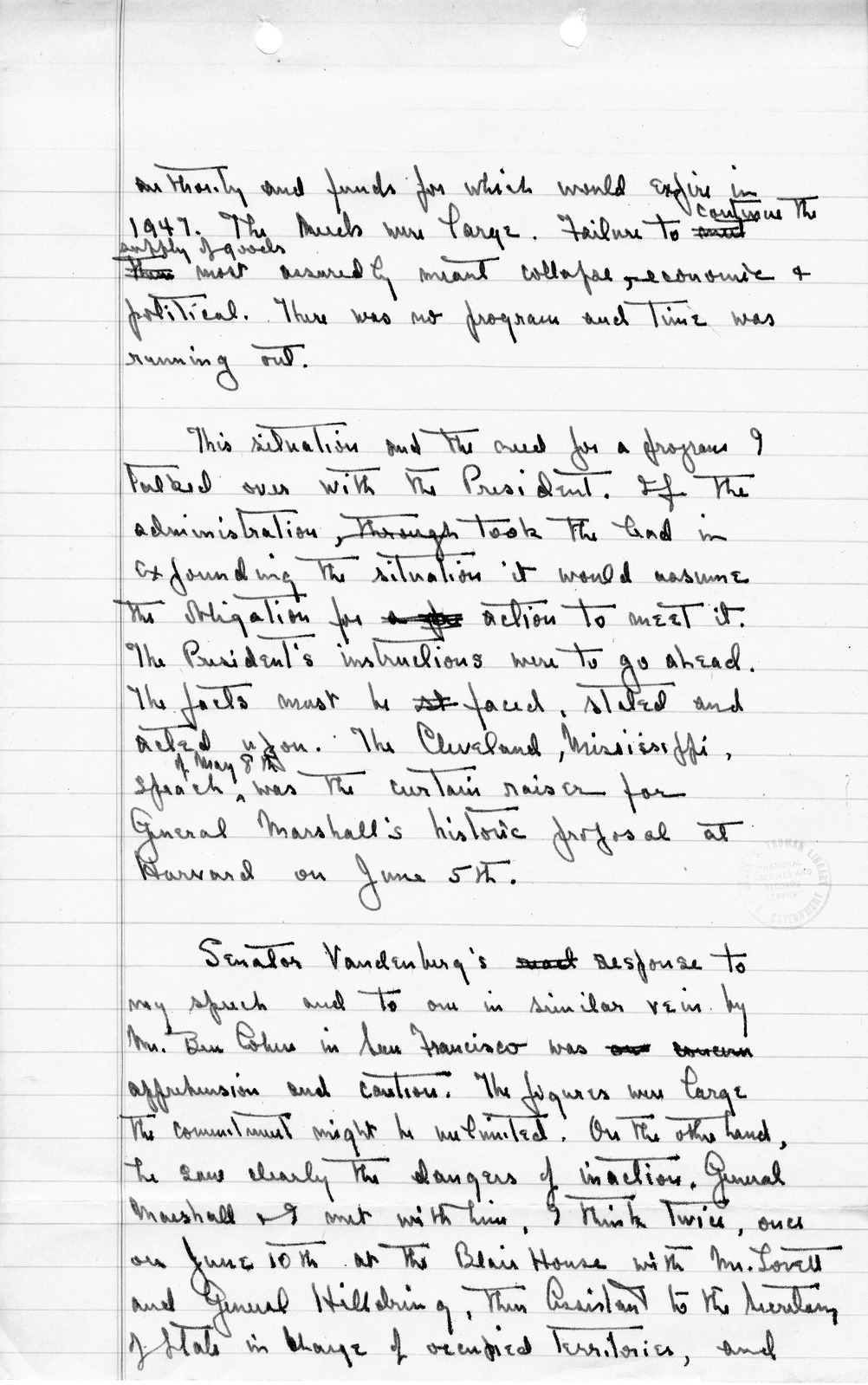 Handwritten Notes from Princeton Seminar Discussion, Reel 1, Insert B