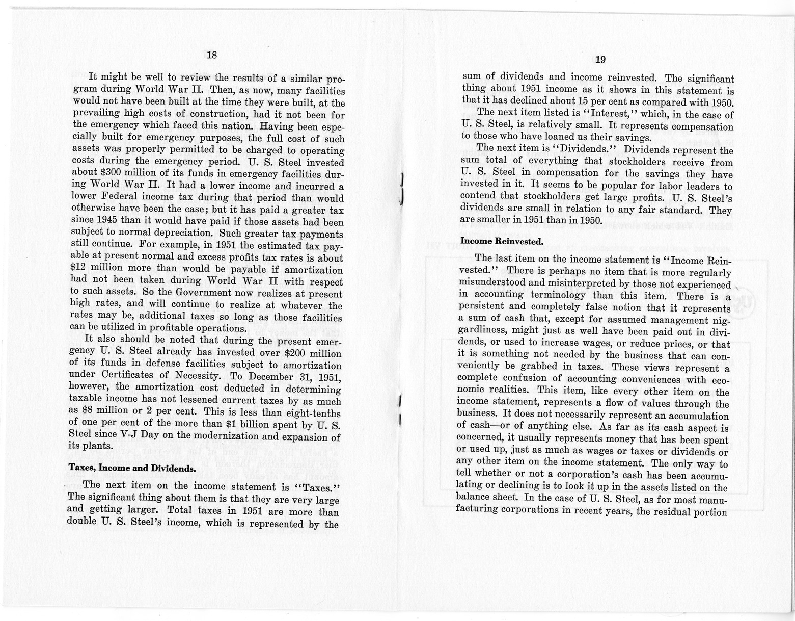 Wage Stabilization Board, Steel Panel, Case Number D-18-C, Statement of R. C. Tyson, Vice President and Comptroller, United States Steel Corporation