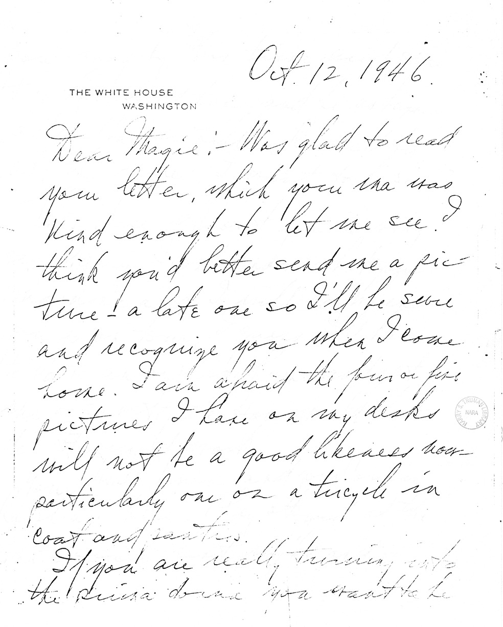 Letter from Harry S. Truman to Margaret Truman