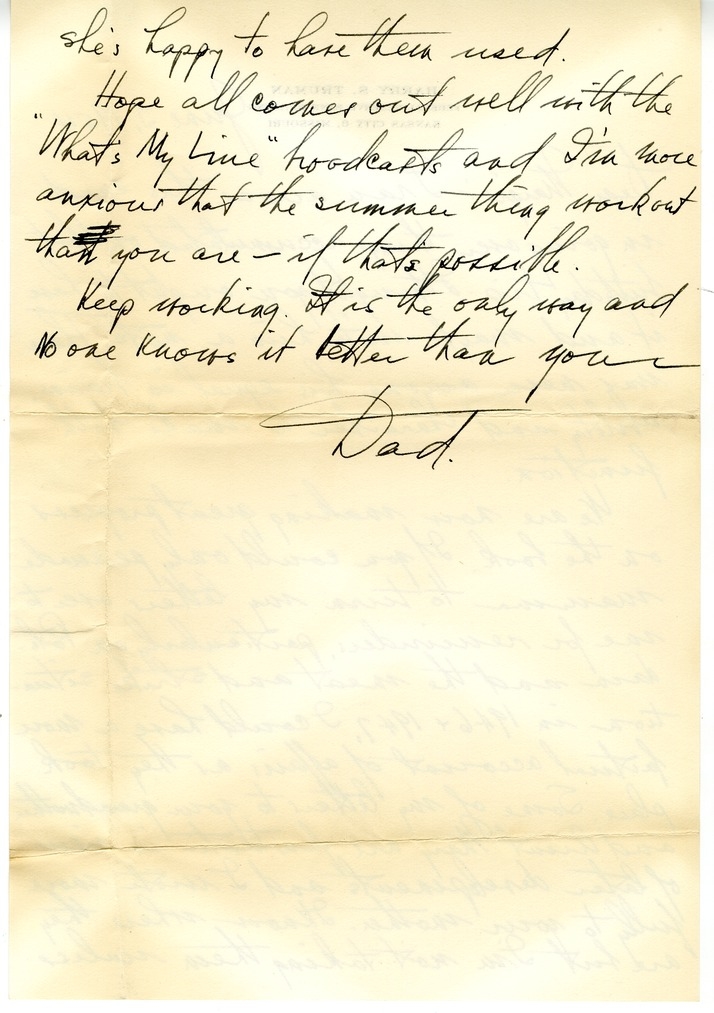 Letter from Harry S. Truman to Margaret Truman