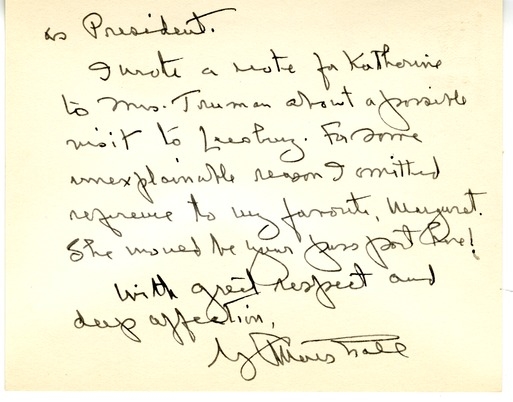 Letter from Harry S. Truman to Margaret Truman