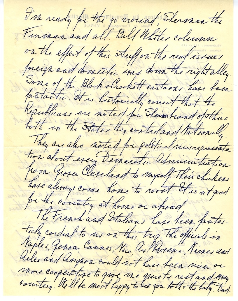 Letter from Harry S. Truman to Margaret Truman