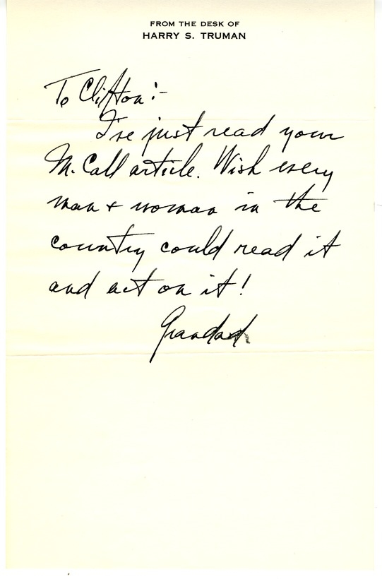 Letter from Harry S. Truman to Margaret Truman