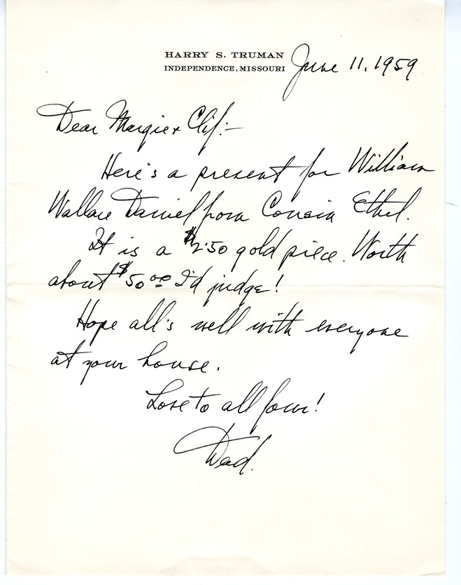 Letter from Harry S. Truman to Margaret Truman