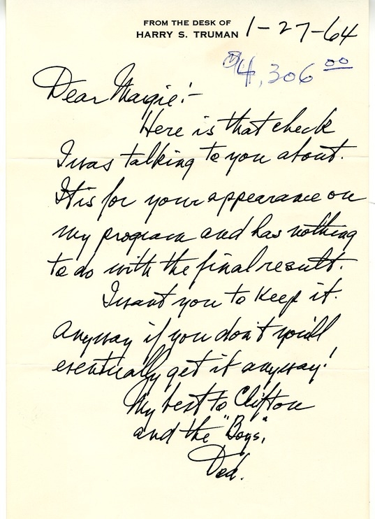 Letter from Harry S. Truman to Margaret Truman