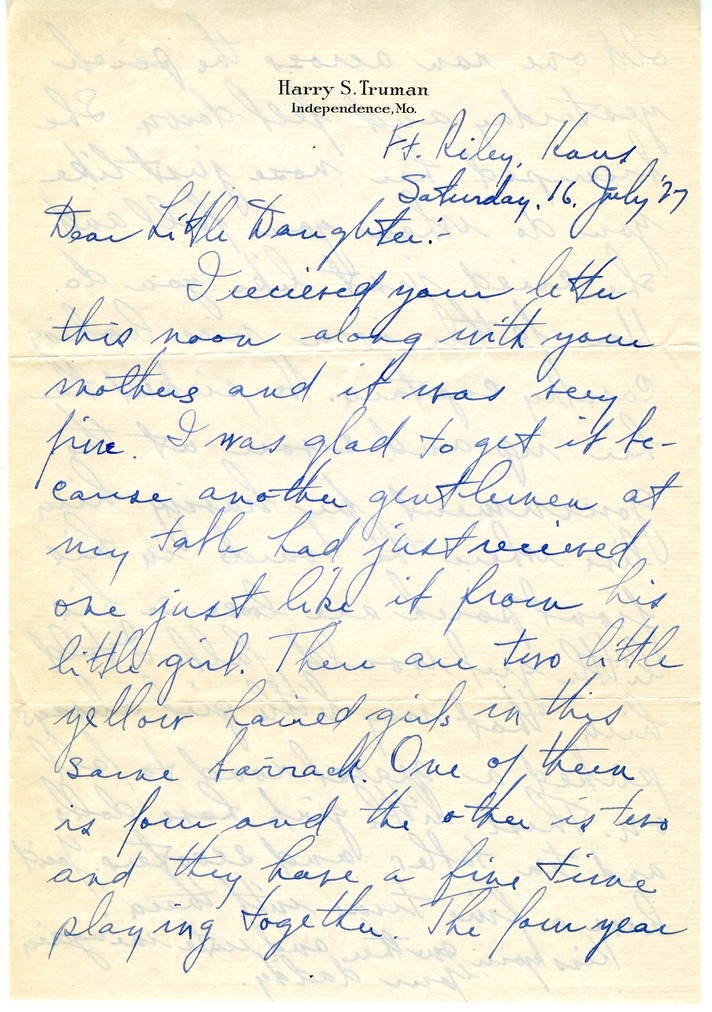 Letter from Harry S. Truman to Margaret Truman