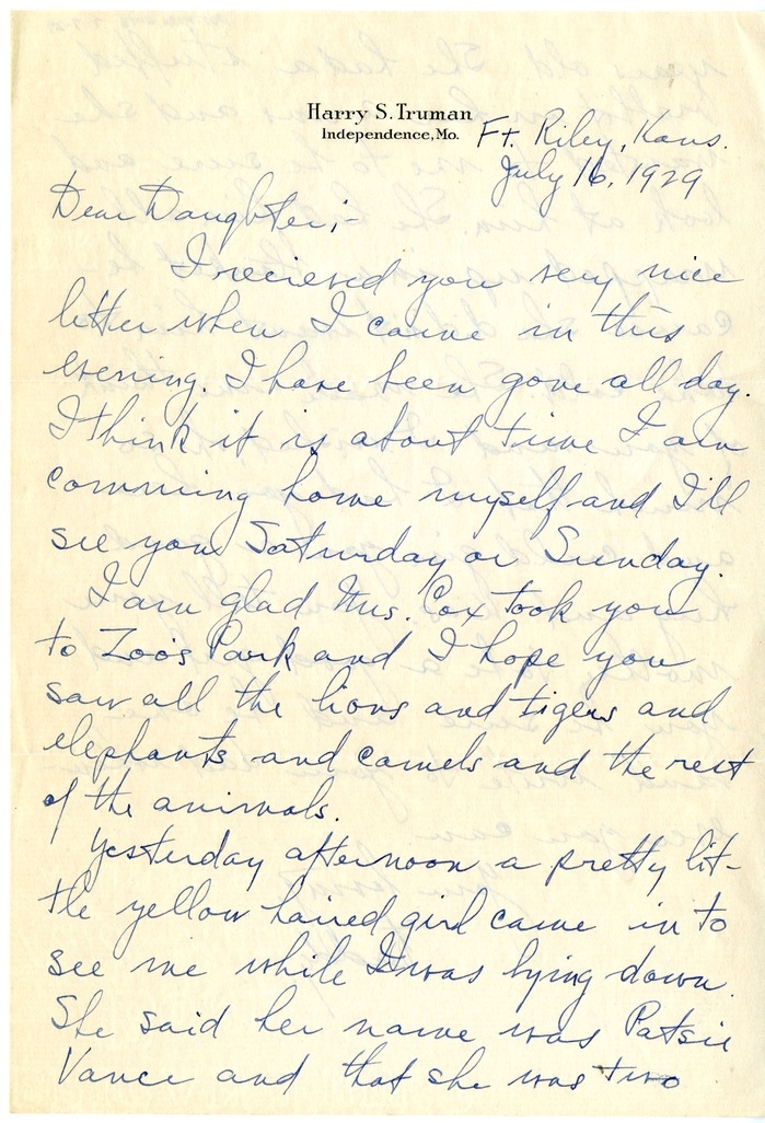 Letter from Harry S. Truman to Margaret Truman