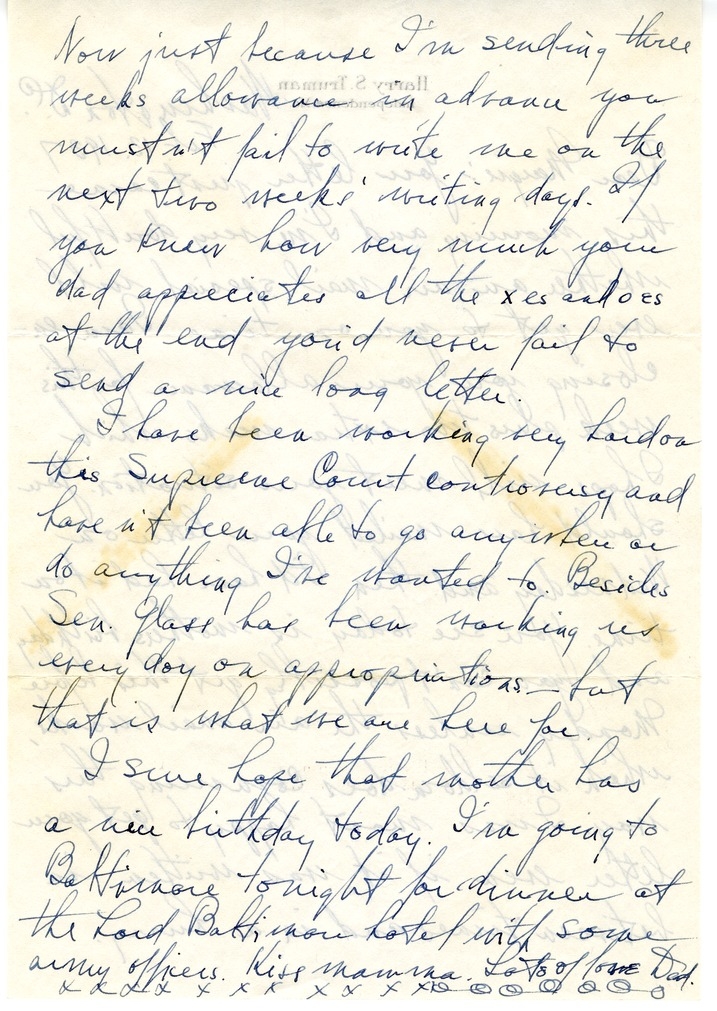 Letter from Harry S. Truman to Margaret Truman