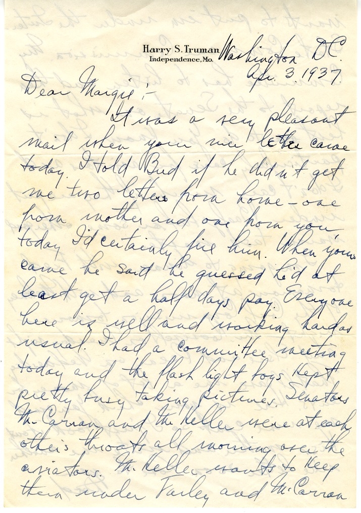 Letter from Harry S. Truman to Margaret Truman