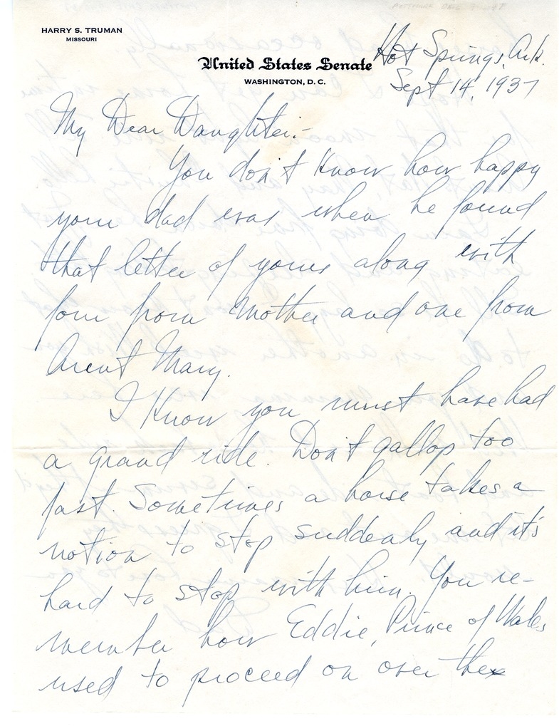 Letter from Harry S. Truman to Margaret Truman