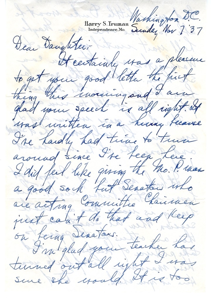 Letter from Harry S. Truman to Margaret Truman