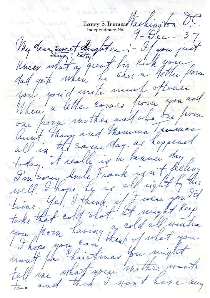 Letter from Harry S. Truman to Margaret Truman