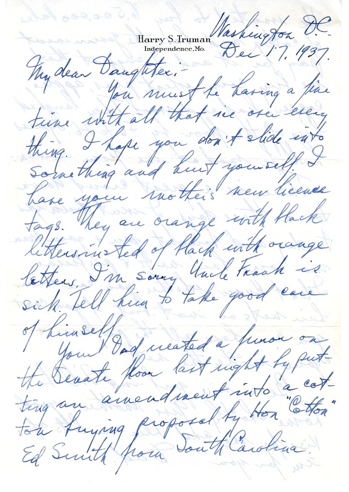 Letter from Harry S. Truman to Margaret Truman