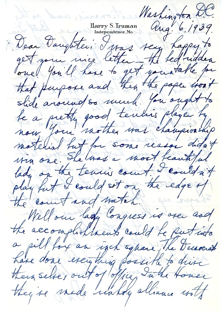 Letter from Harry S. Truman to Margaret Truman