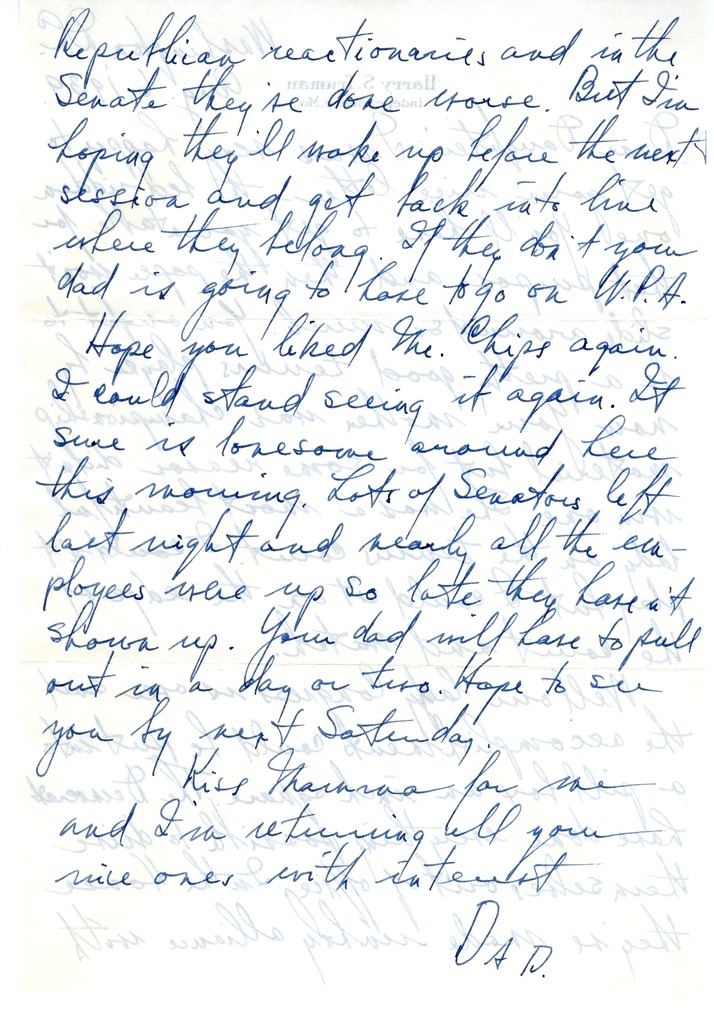 Letter from Harry S. Truman to Margaret Truman